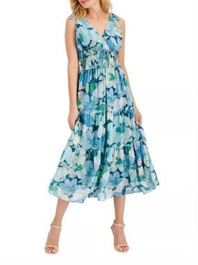 Taylor Floral Smocked Waist Tiered Midi Dress 10